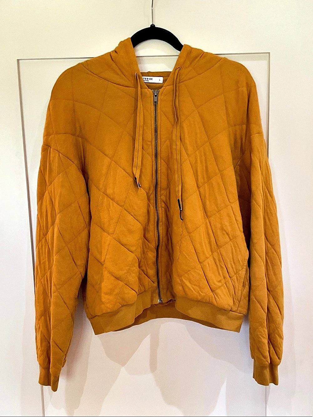 Stateside Quilted Knit Zip-Up Hoodie Yellow Large
